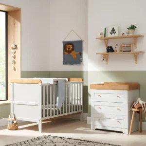 Tutti Bambini Rio 2 Piece Room Set with Cot Top Changer - Dove Grey & Oak